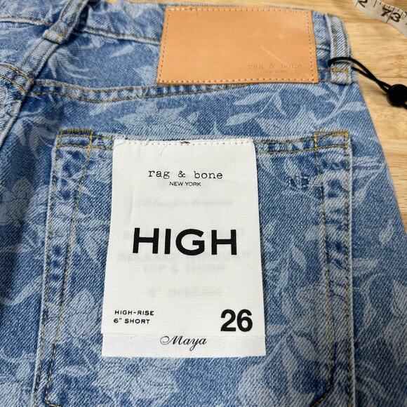 Rag & Bone NWT Maya High Rise 6" Shorts Laser Floral Size 26 Cutoff Raw Hem - Picture 6 of 10